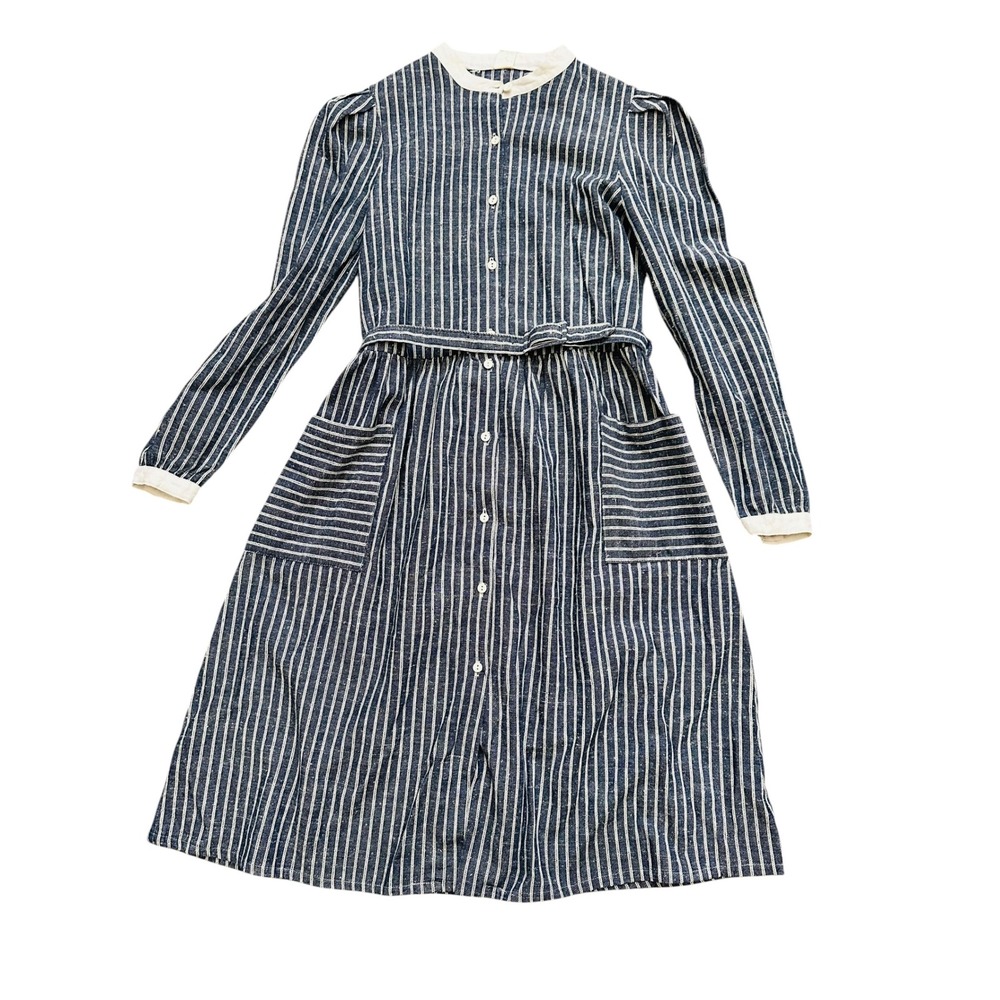 Vintage Striped Shirt Dress Etam US 10 Cottagecore Belted